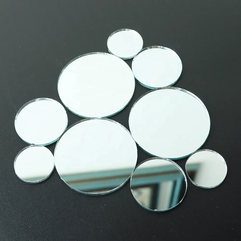 Small Makeup Decorative Cut Edge square Round Oval Painted ultra Thin Mirror Glass