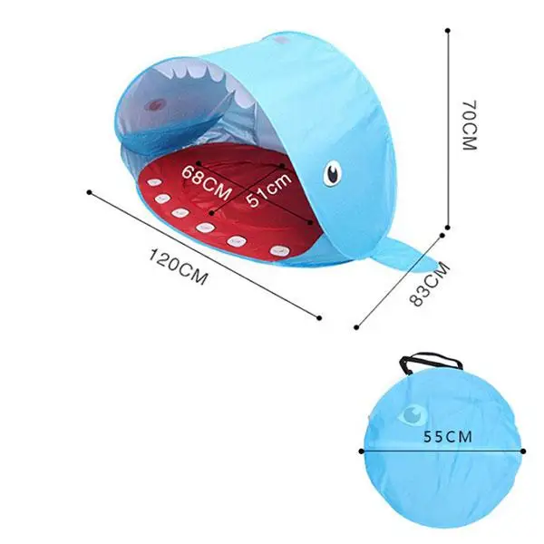 
Outdoor Hot Sale Pop Up Folding Portable Sun Shelter Children Swimming Shark Beach Tent for Kids 