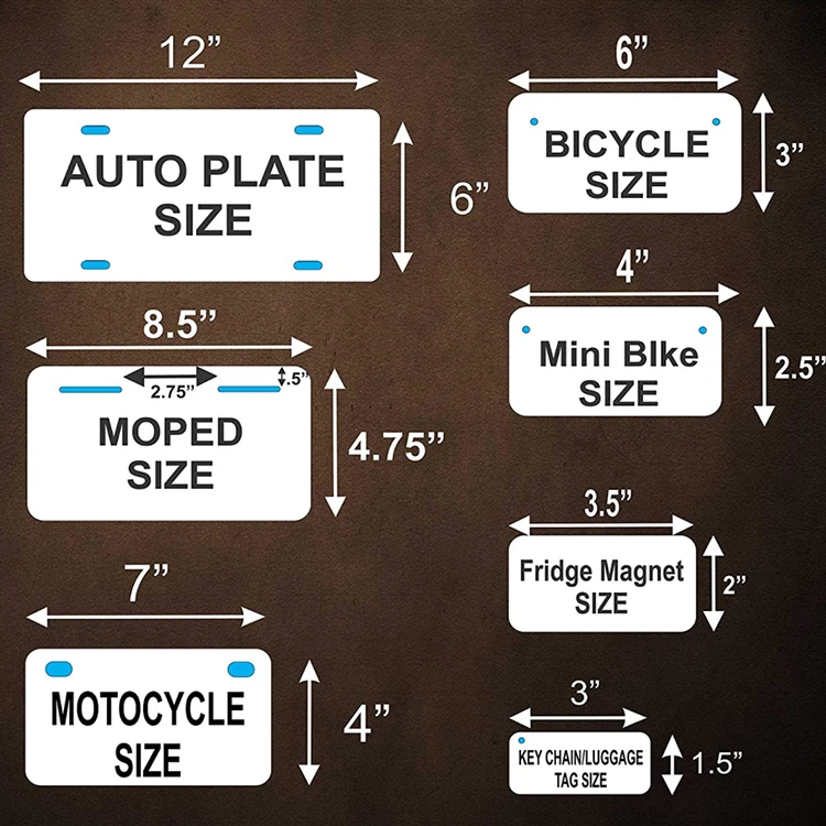 Factory Wholesale custom aluminium tin magnet motorcycle tag blank car number license plate