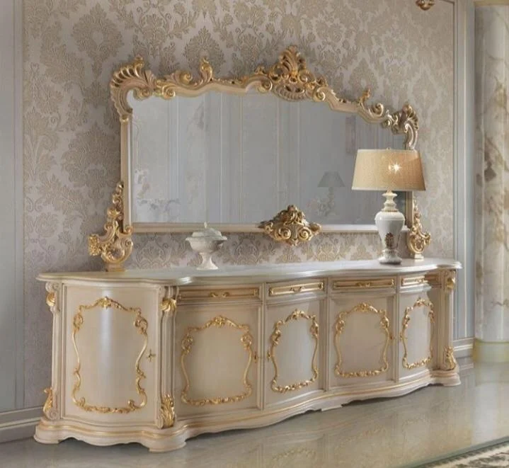 luxury rose gold console table with mirror solid wood console tables with classic design carved console table set