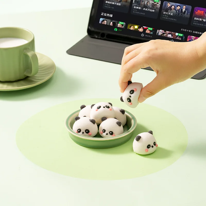 New Sweet Product Cartoon 3D Panda Head Shape Marshmallow Milk Tea Coffee Drink Companion Cotton Candy