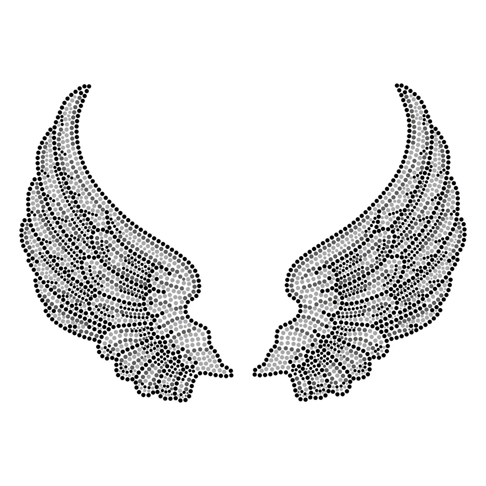 Factory Price Wings Rhinestone HotFix Transfer Motifs Design For tshirt Bling Hot Fix Rhinestone Transfer Custom Designs