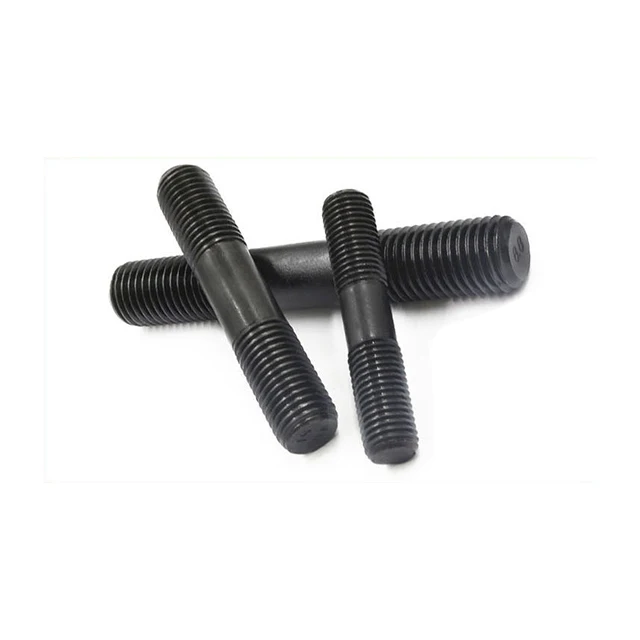 Black Oxide High tensile Stud Bolt with Heavy hex nuts made of carbon steel and alloy steel  Oil gas transportation industry