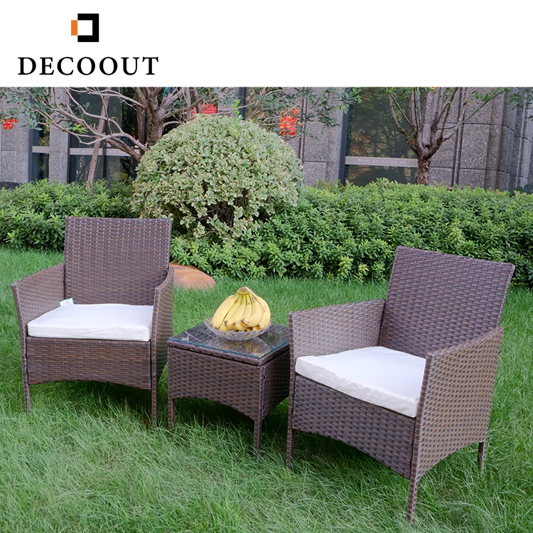 3 Pcs KD Rattan Chair Set Garden Furniture Table And Chairs Garden