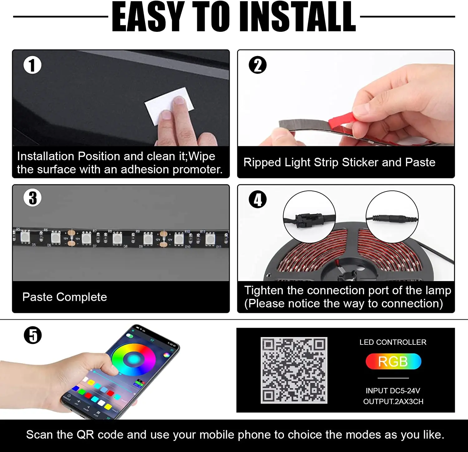 RV Led Awning Party Light RGB Camper Awning Lights 5M/16.4FT Waterproof 12V RV Outdoor Awning Lights with Smartphone APP / Remo