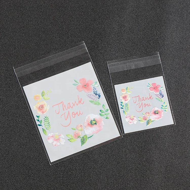 thank you Peach blossom opp adhesive cellophane snack packaging bag
