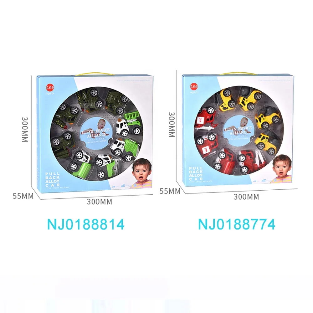 
Wholesale Q pull back fire engine truck toy die cast model car 8 pcs 