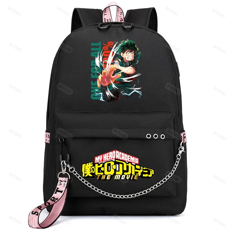 Anime My Hero Academia Student School Bags for Girls Female Laptop Handbag Large Capacity Backpack With USB Charging Travel Bags