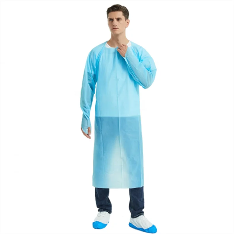 Xiantao disposable Waterproof Polyethylene Non Sterile Cpe Gown with thumb hole
