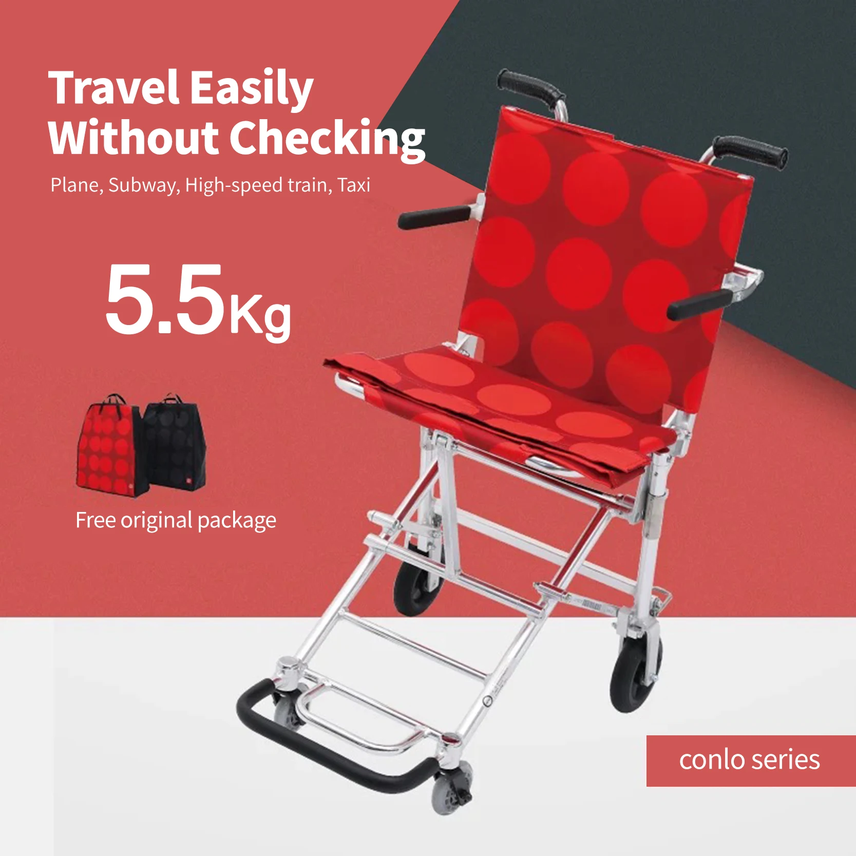 MIJO MH01 cabin wheelchair travel assistant for disabled buy push chair from factory boarding chair for disabled