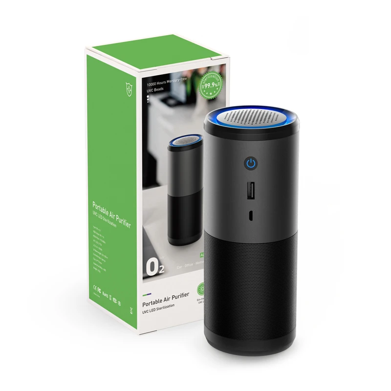 
Mini portable air purifier car hepa uvc air purifier 99.99% sterilizer efficiently remove odors 