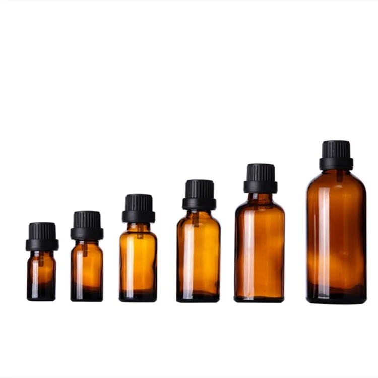 Amber Brown 15ml 20ml 30ml 50ml 100ml 5ml 10ml Glass Essential Oil Bottle   with cap