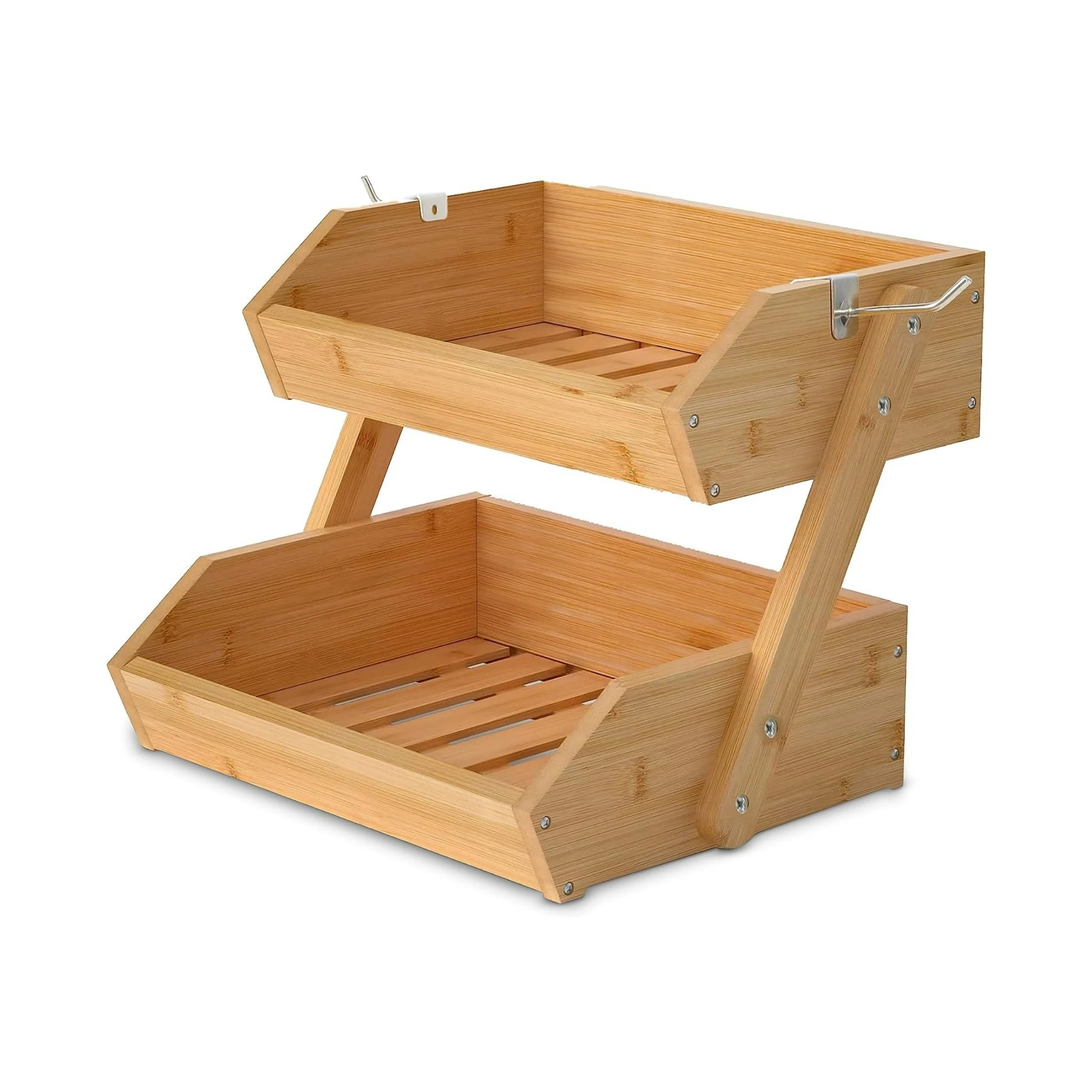 Wholesale Large Bamboo Fruit Basket Bowl Wood Food Basket Storage Rack for Kitchen Countertop Vegetable