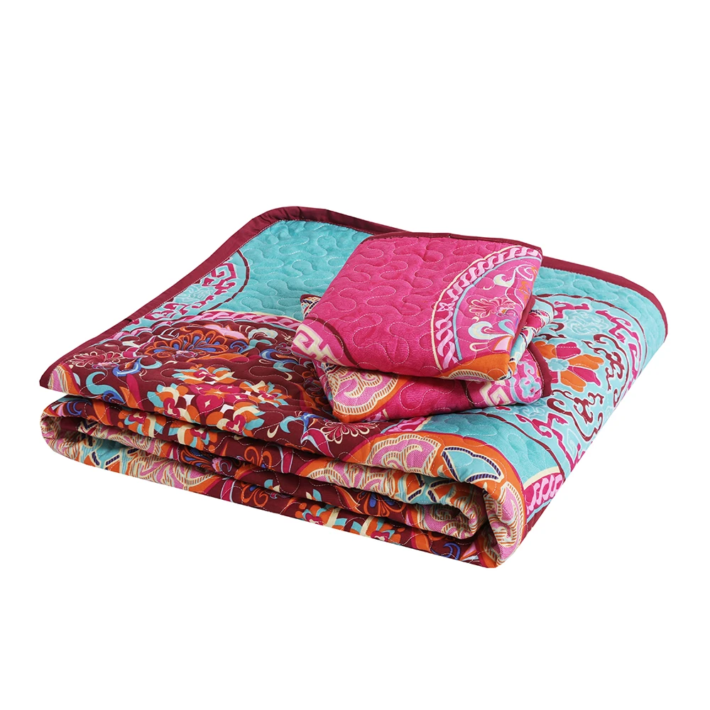 King Size Custom Print Quilt Set Luxury Quilt Bed Sheets Soft Quilted Bedding Set