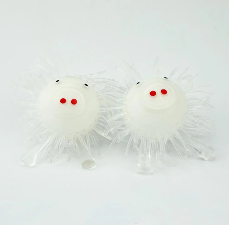 TPR Soft Fidget Squeeze Pig Shaped Long Hair Sensory Dough Flour Toy Ball