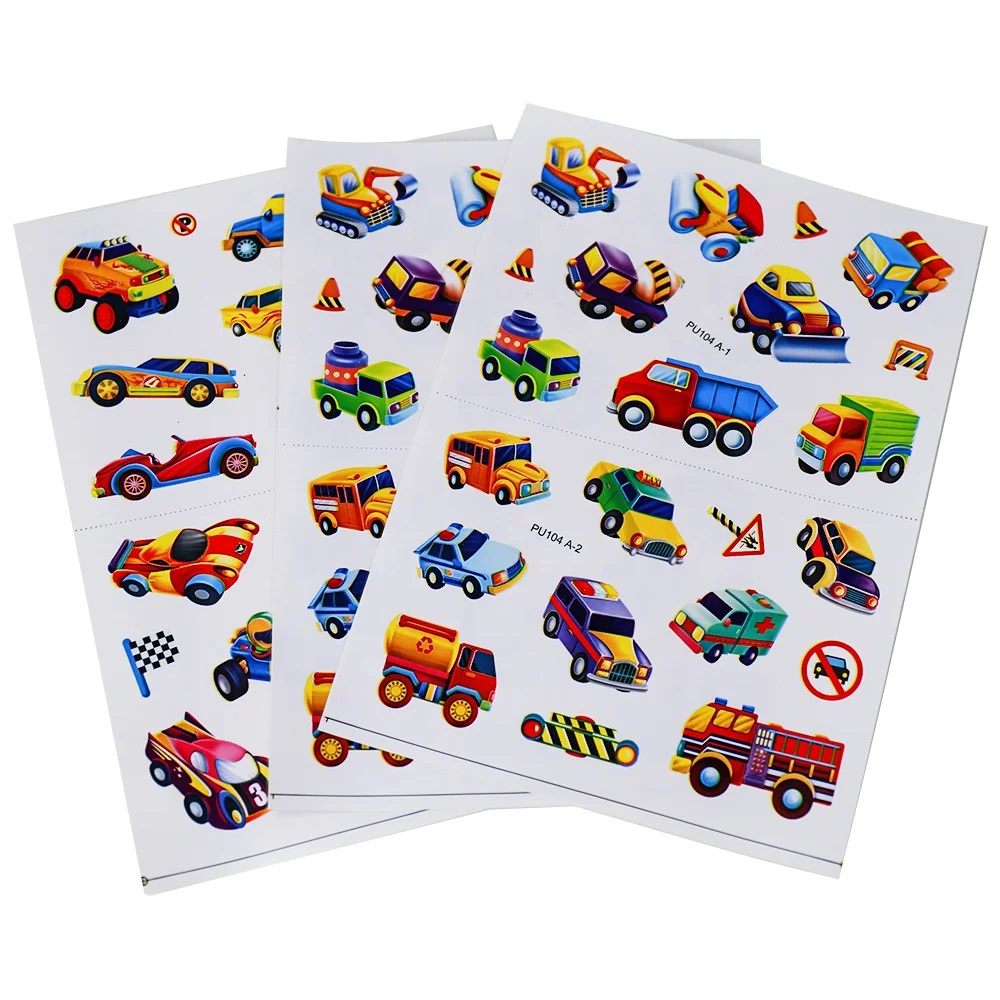 Custom Printing Adhesive Waterproof PVC Vinyl Cartoon Car Stickers for Kids Toy