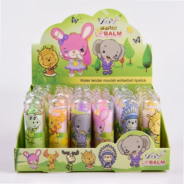 Lovely design lip balm animal style magic color lipstick moisturizing water tender nourish embellish lip balm
