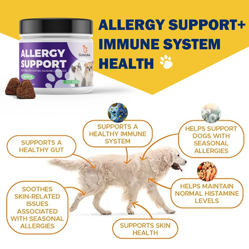 Pet Itching Relief Allergy Against Immune Support Dog Cat Supplement Granules