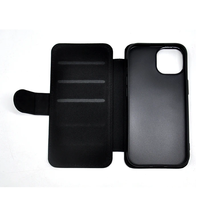 New Arrival Customized 2D Sublimation Blanks Leather Flip Phone Case Wallet Case for IPhone 15 pro max