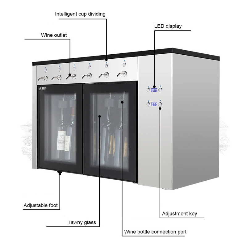 Bar 6 Bottles Price Automatic  Red Wine Dispenser Machine Wine Cooler