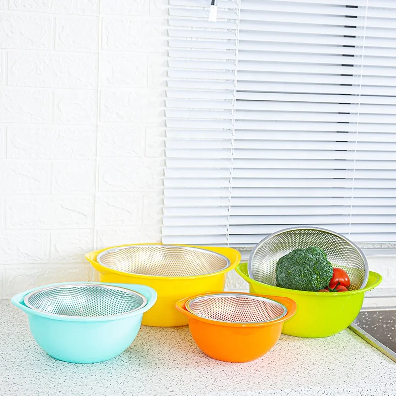 Basket Bowl Wholesale China Hot Selling Promotional Kitchen Stainless Steel Drain Basket Fruit Bowl Stand Kitchen Strainer Bowl