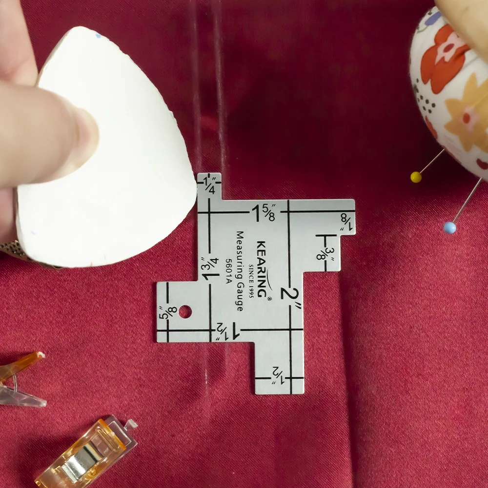 Metal Thickness Measuring Ruler Hand Quilting Sewing Gauge Sewing Triangle Ruler Clothing Design Cutting Ruler