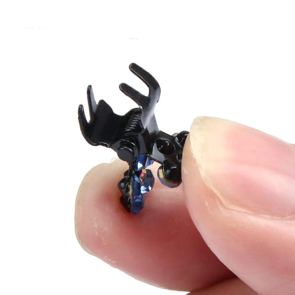 Lovely Rhinestone Color Flower Mini Plastic No-Slip Grip Jaw Glitter Teeth Clips Hairpins Claw Clips Hair Accessories For Women