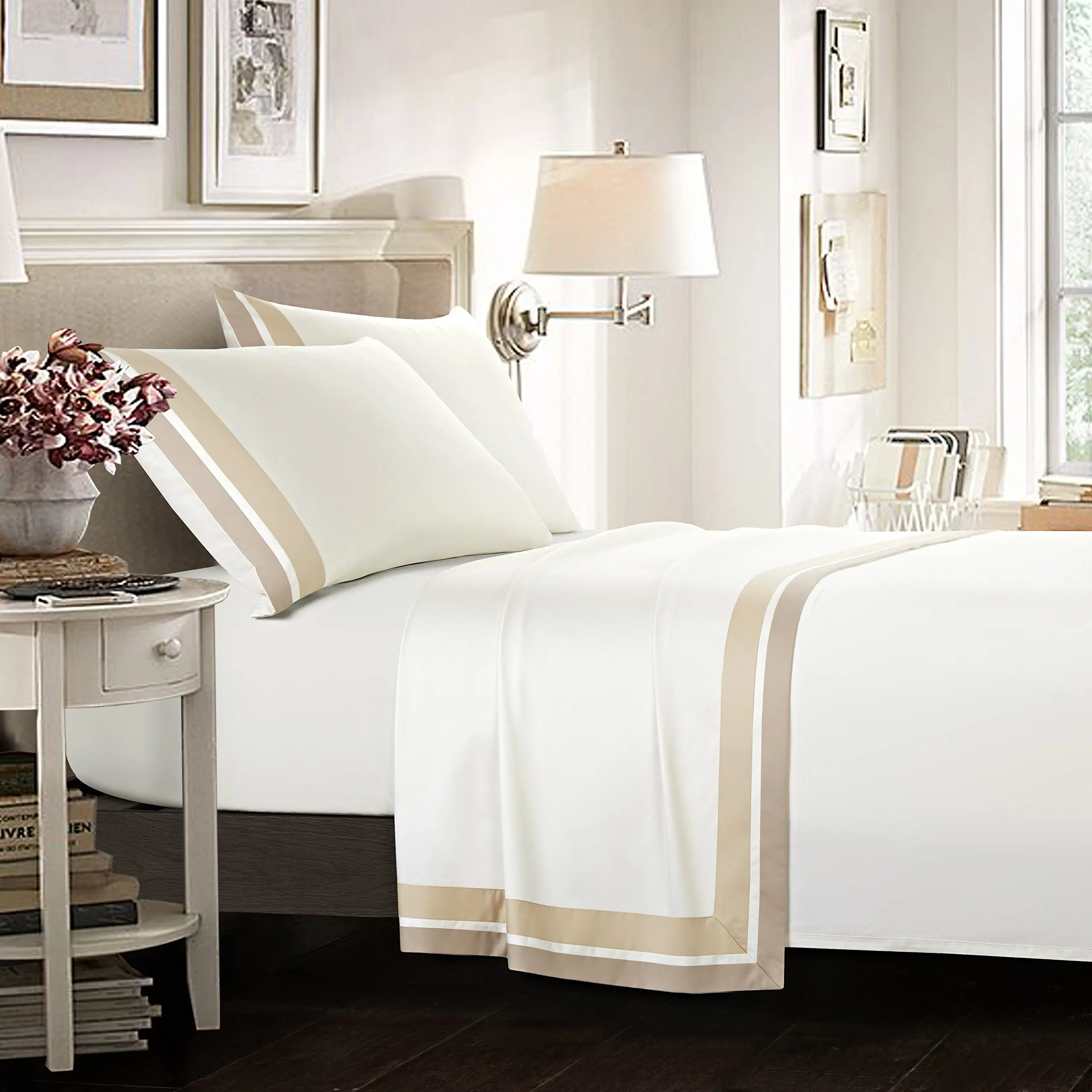 Hotel 400TC egyptian cotton bedding linen set king size bed sheet luxury cotton bedding set