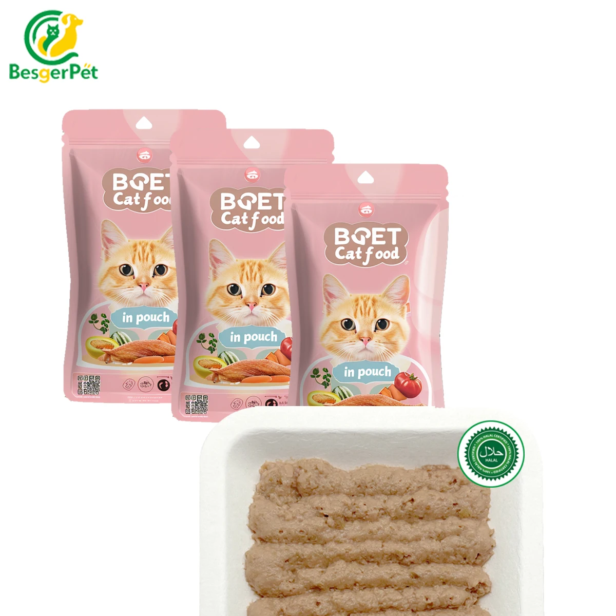 Halal Certified Pet Food Factory Low Price Lamb flavored Cat Treats Pet Snacks Wet Cat Food Pouches