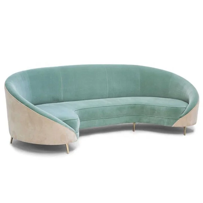 High Quality living room furniture modern green velvet fabric round sofa modernos para sala