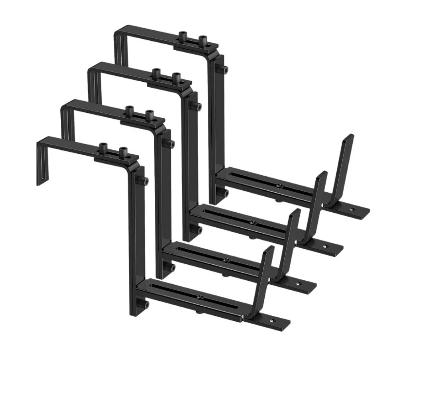 Mounting Hanging Flower Box Brackets for Deck Railing Adjustable Iron Hook Movable Planter Holder Planter Box Hanger Brackets