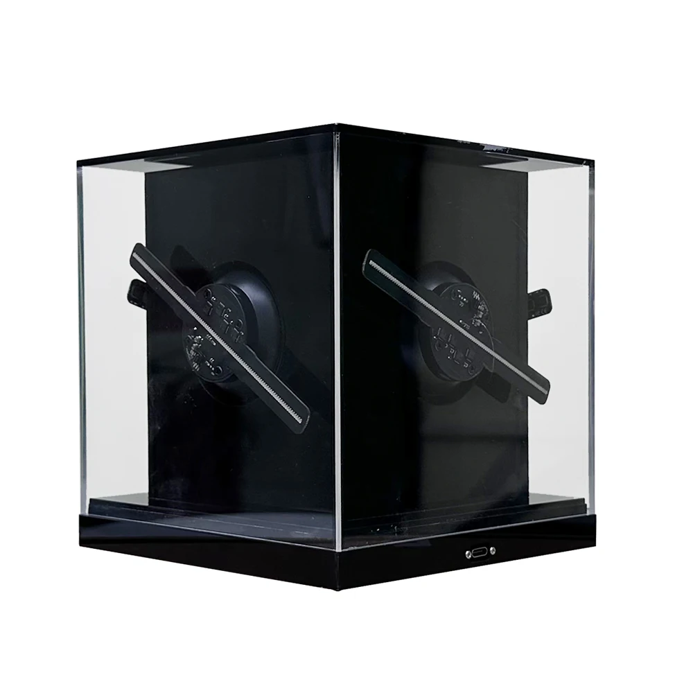 New Two blades*4 Hologram Fan Screen Synchronization Holographic Fan App Control Hologram Projector With Acrylic Display Case