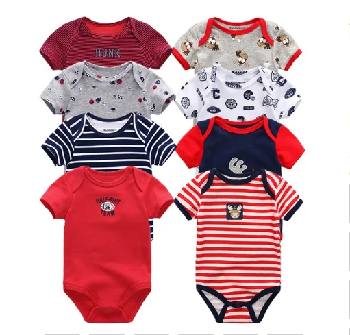 8 PCS/LOT Short Sleeve Baby Rompers 100%Cotton overalls Newborn clothes Roupas de bebe boys girls jumpsuit&clothing