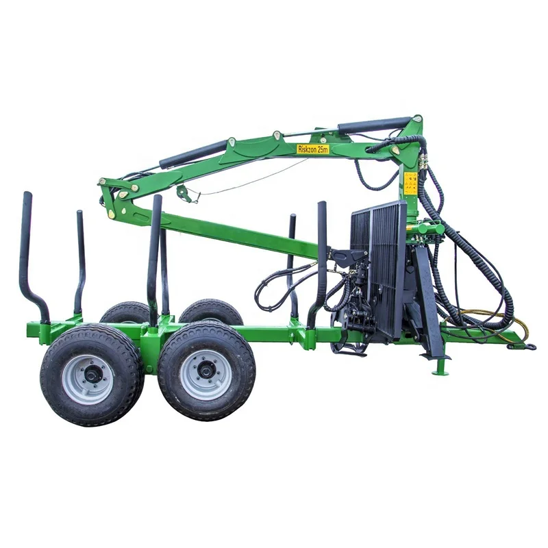 8 Ton Forest Machinery Gasoline Log Trailers With Grapple Atv Farm Timber Log Loader With trailer crane