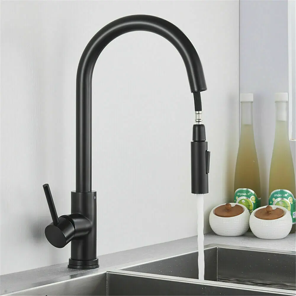 Kitchen Taps Home 304 Stainless Steel Sink Hot And Cold Matte Black Faucets Set With Extender Sprayer