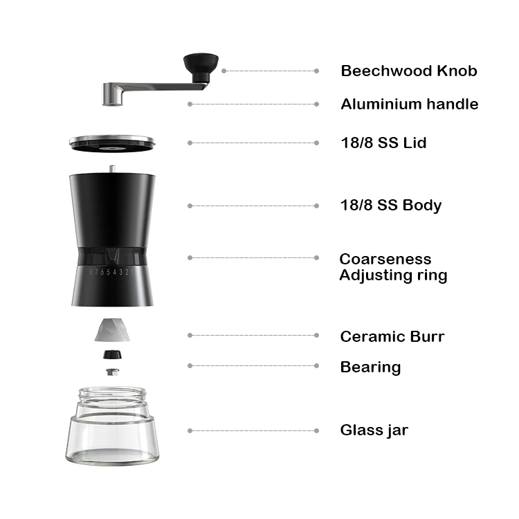Portable Coffee Beans Grinder Stainless Steel Conical Ceramic Burr Hand Manual Coffee Grinder