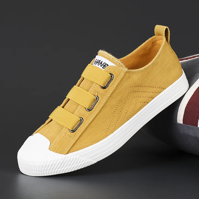Summer breathable flat trendy canvas skateboarding shoes leisure round toe men canvas sneakers