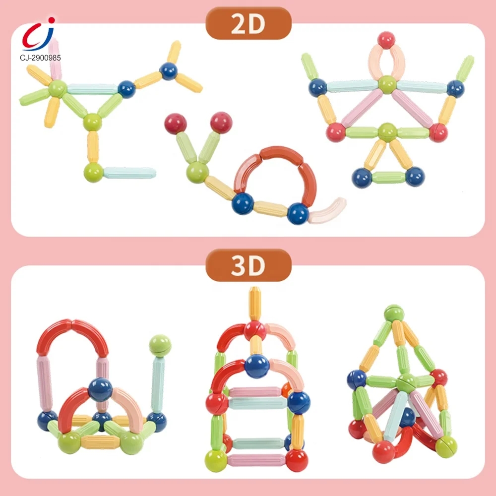 Chengji diy kids magnet rod bar building blocks toys montessori construction educational puzzle magnetic bar toys