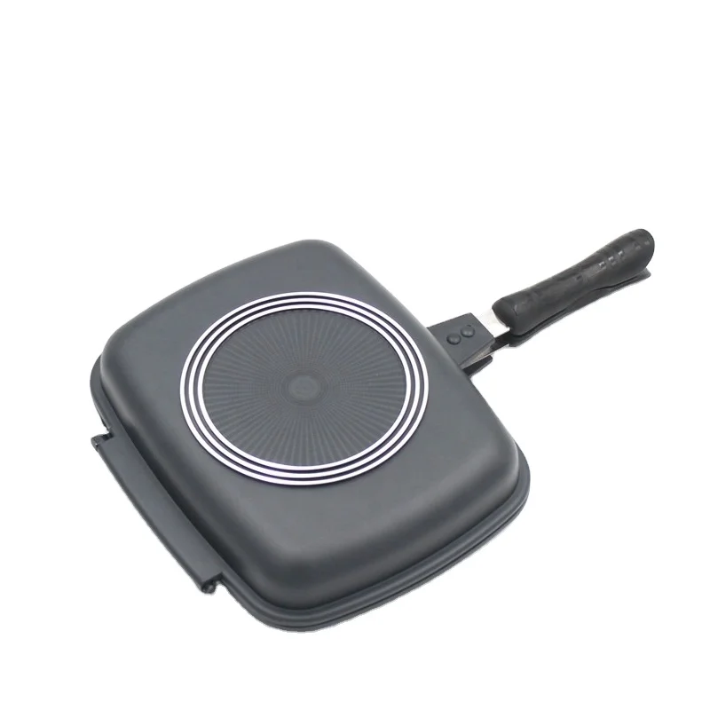 Алюминиевая сковорода с керамическим покрытием и двойным грилем для жарки, антипригарная сковорода с двойной жаровкой, 28 см