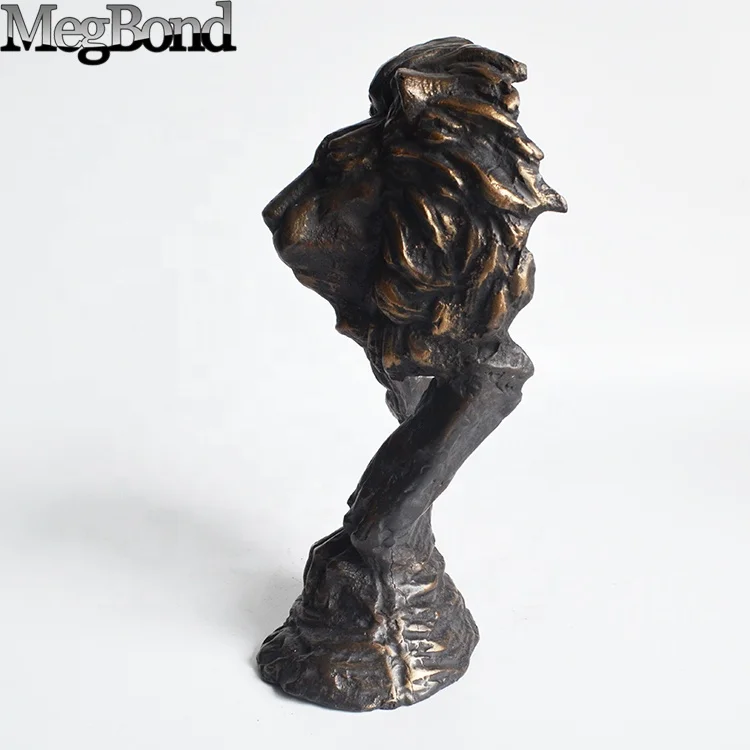 Cast iron lion head home decor for interior decorations,  metal lion head abstract sculpture for table
