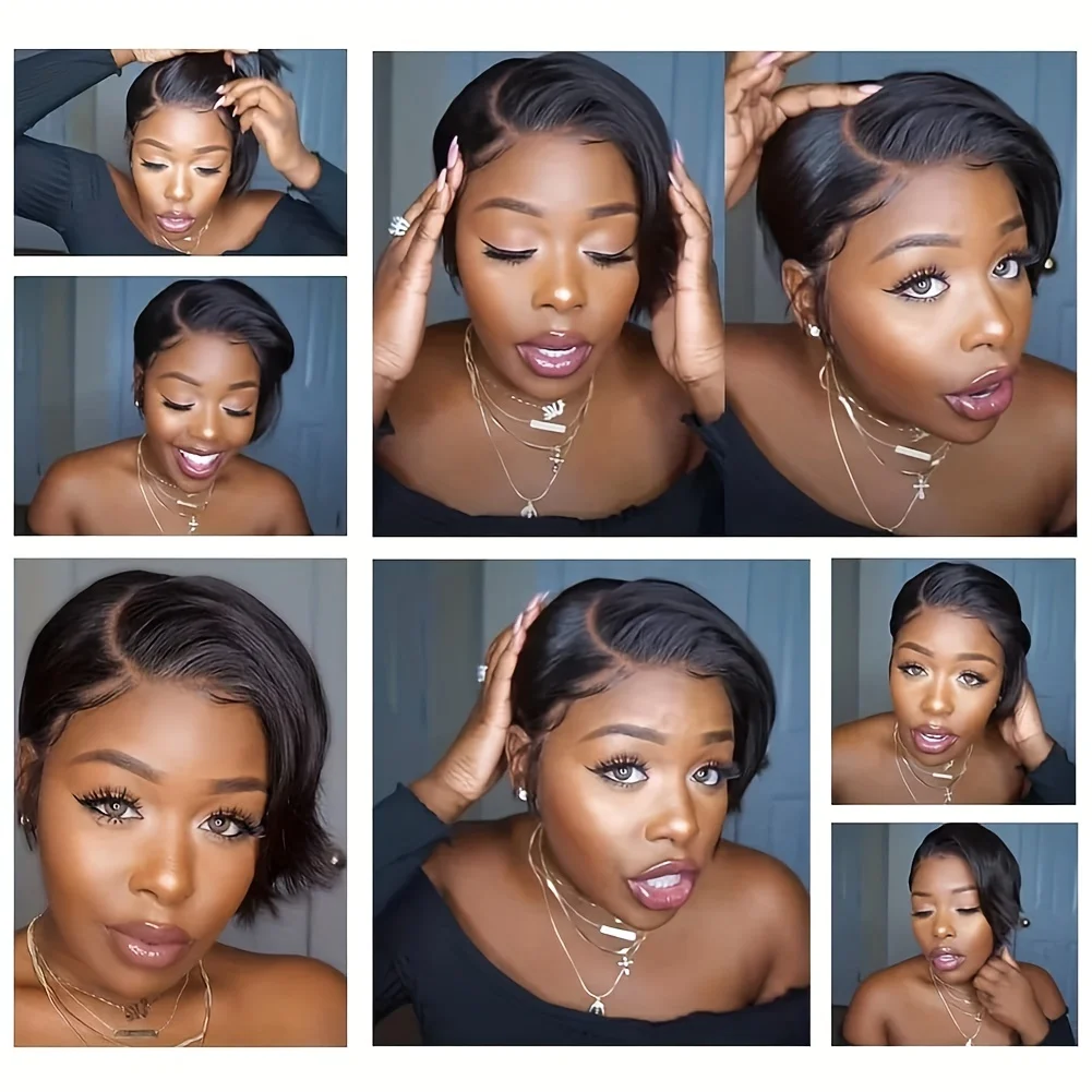 Perruque Cheveux Humain Machine Made Wigs With Bangs Human Hair Wigs Short Pixie Cut Wig Human Hair For Black Women