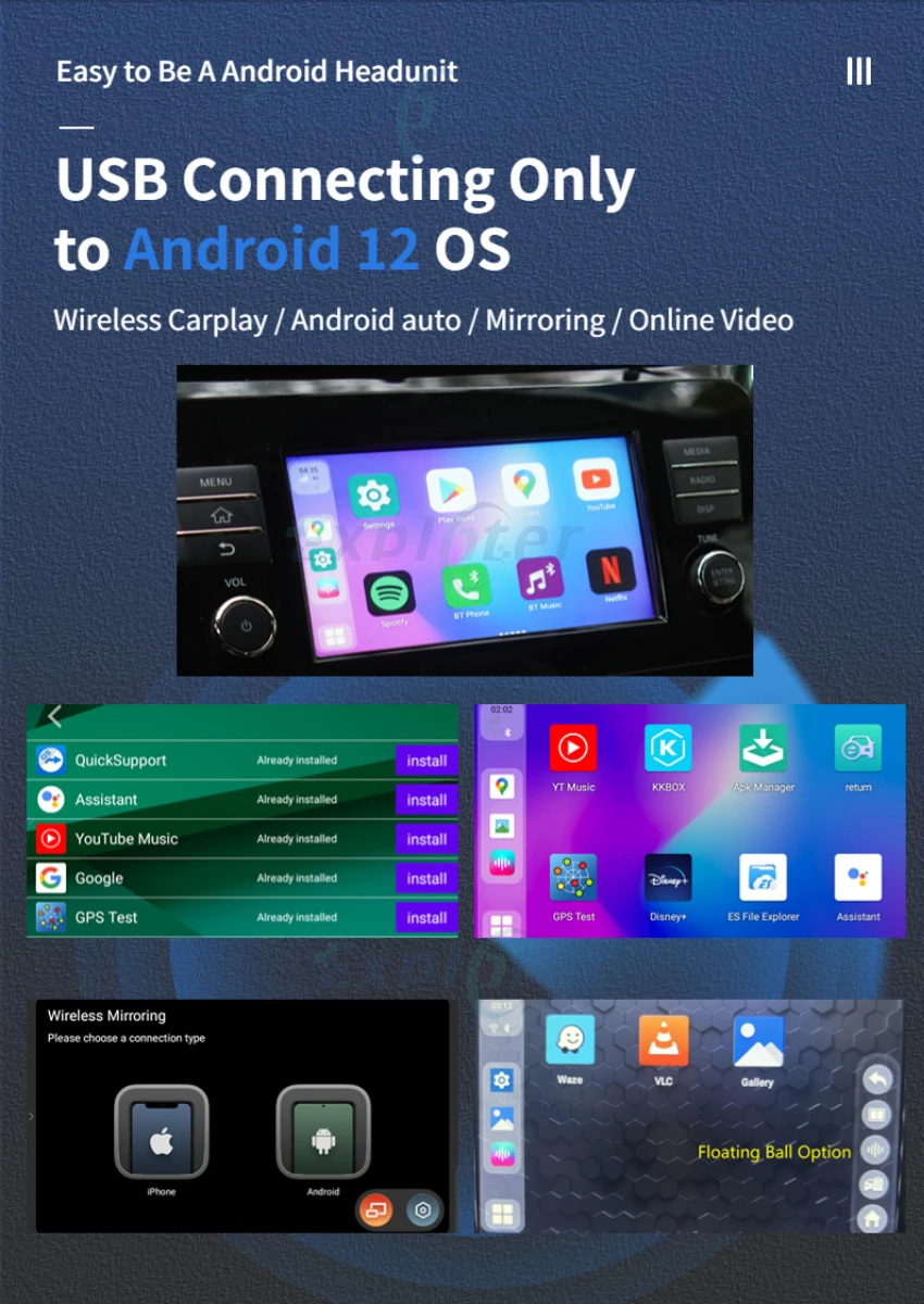 Прямая поставка с завода, беспроводная приставка CarPlay Ai Box Android 12 OS, APP Player, беспроводная приставка Android Auto WiFi 4G LTE NetFlix Ai Box