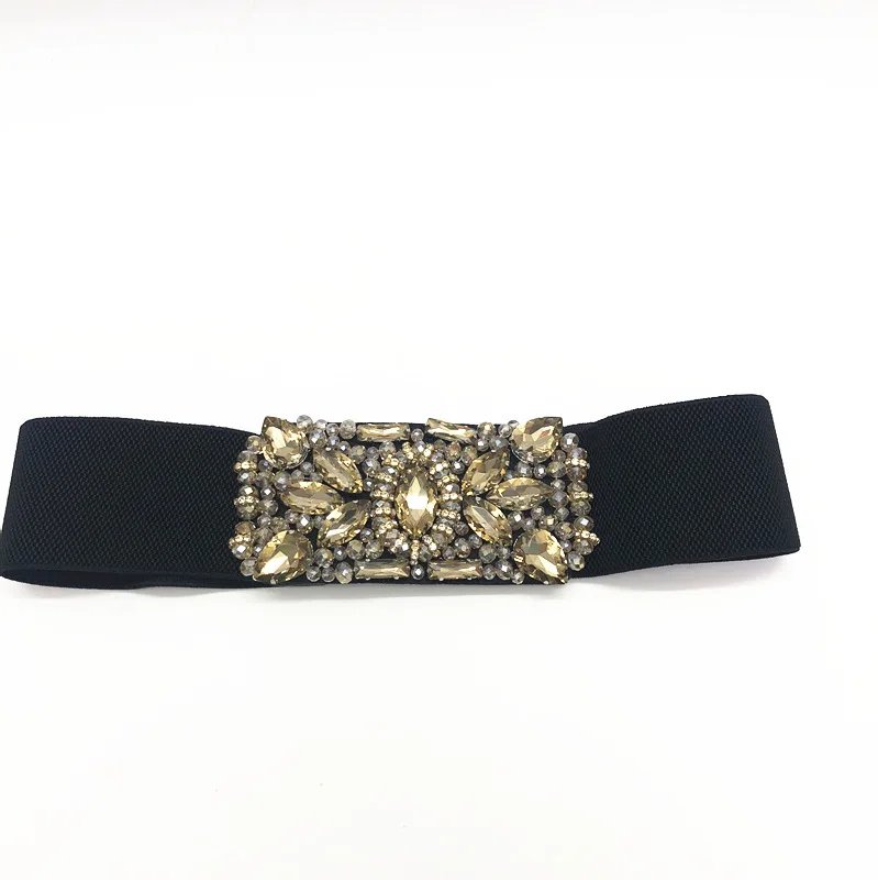 Женский пояс с кристаллами, черный эластичный пояс ручной работы для свадебного платья