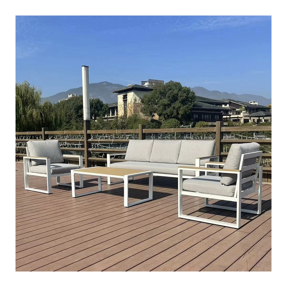 Luxury Modern White Aluminium Garden Furniture Outdoor Sofa Set Modern High Quality Metal Garden Sofa