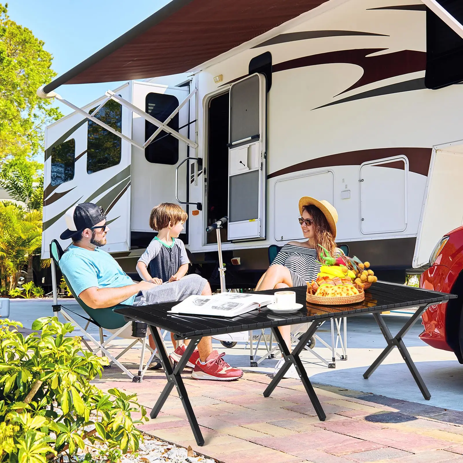 Outdoor Tourist Tables Camping Folding Picnic Table Carbon Steel Camping Equipment Portable