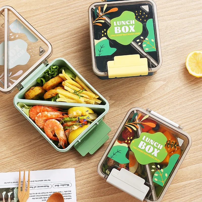 school compartmentalized container adult bento lunch box child leak proof with handle