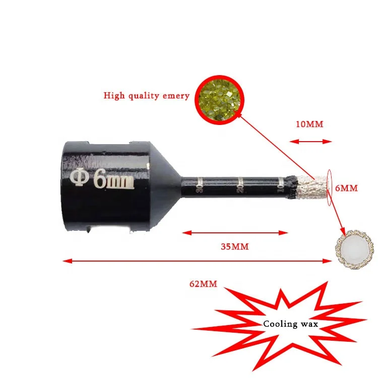 DEYI 6 мм M14 резьба аксессуары для электроинструментов черный вакуумный паяный Универсальный Камень Алмазный сердечник сверло цены дешево (1600273401084)