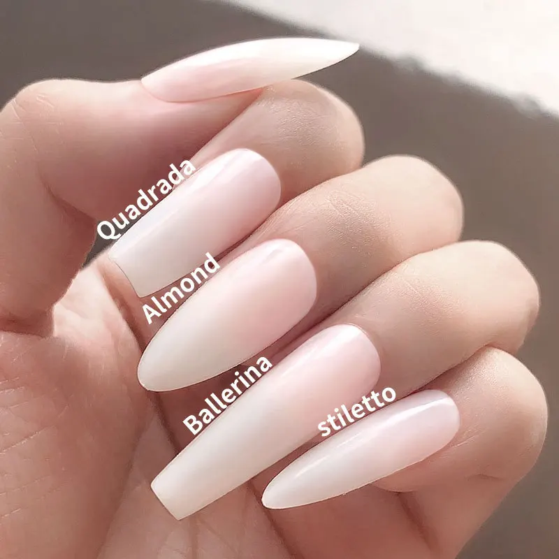 500 Pcs/bag Almond Ballerina Nail Stiletto Clear Full Cover Coffin Press On Nails False Nail XXL Artificial Fingernails