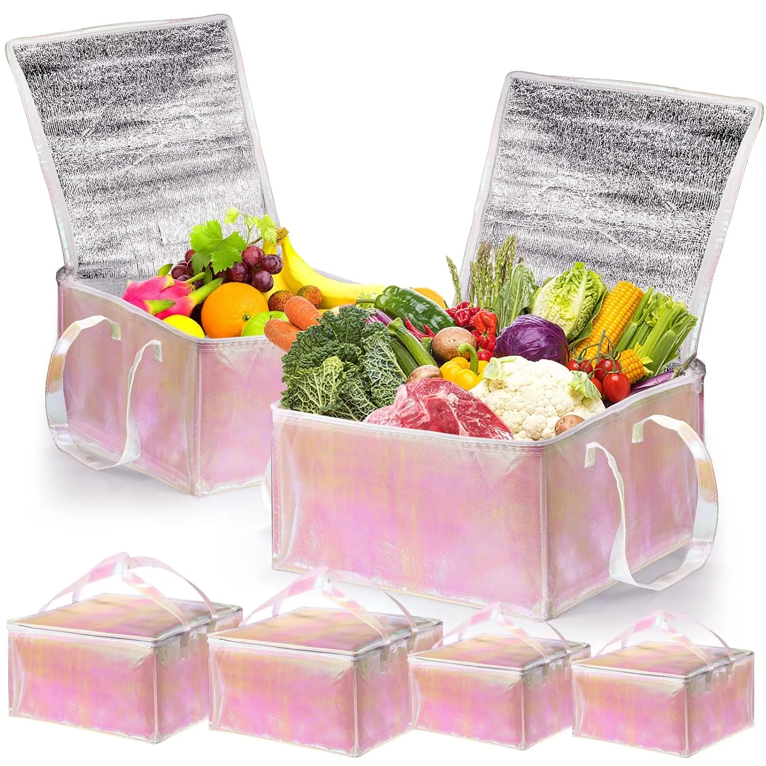 Customized Logo Packing Non Woven Insulated Lunch, Thermal Cooler Bags Large Capacity Heavy Duty Insulated Shopping Bags/