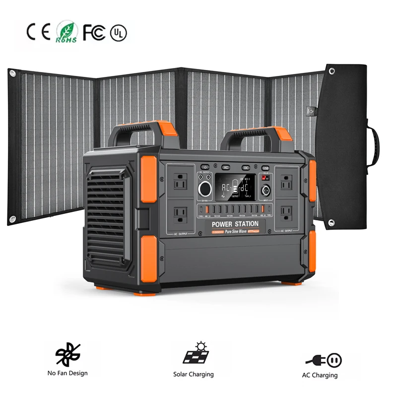 Portable Solar Generator Station lifepo4 1000 Watts 2000w 1048Wh Battery Energy Storage Power Station for Camping